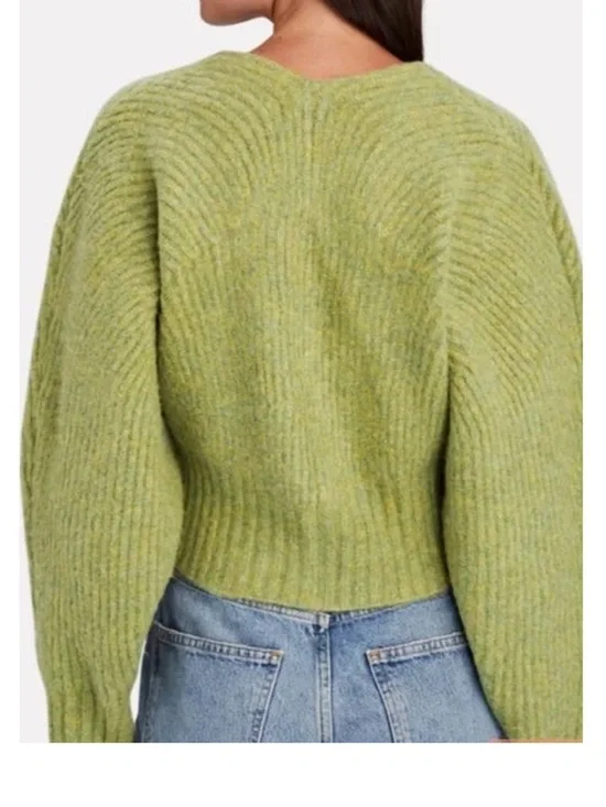 Cult Gaia Olive Green Hook-Front Ribbed Cardigan - Picture 4 of 10